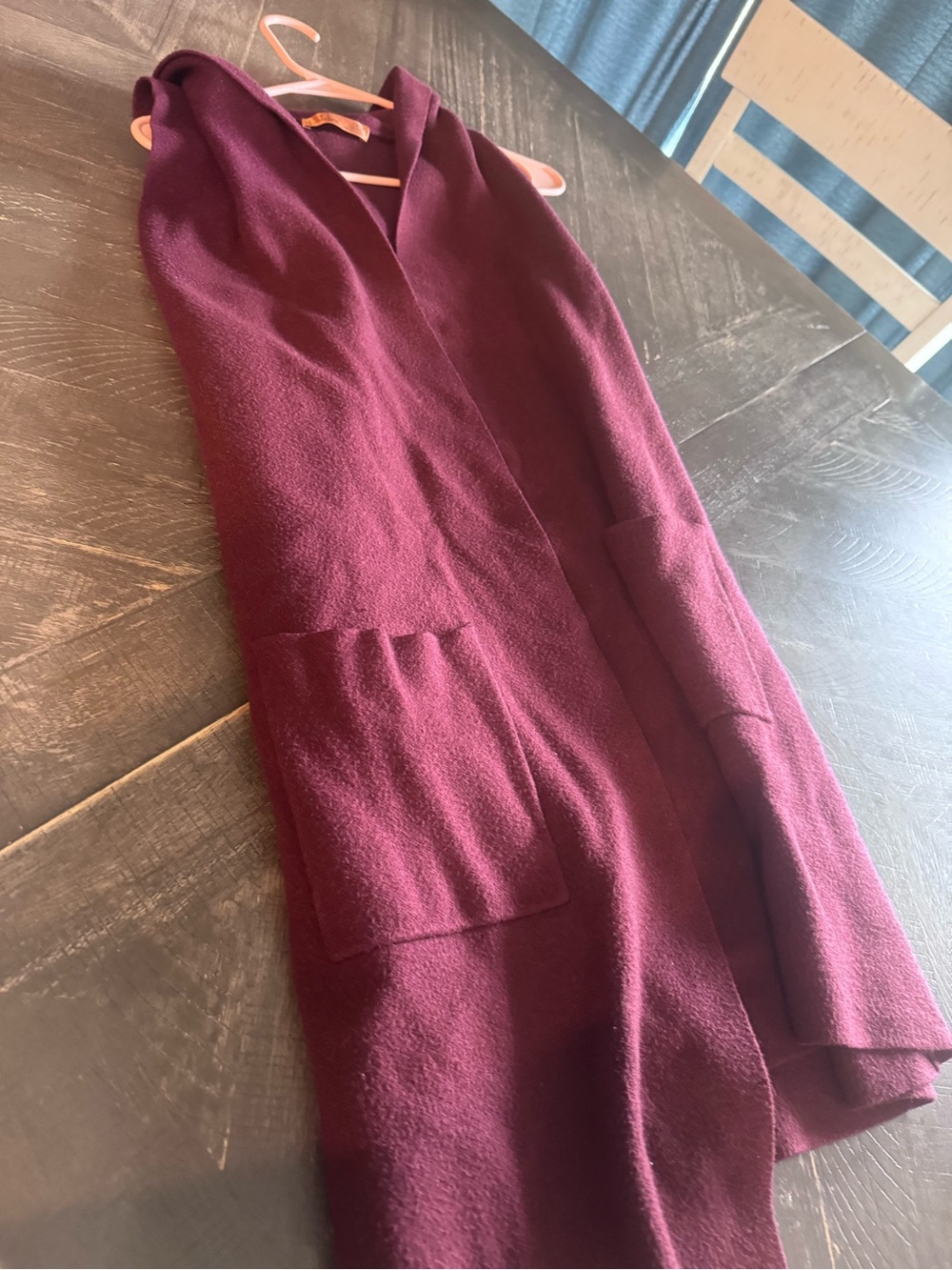 Belldini Sleeveless Open-Front Long Vest in Wine